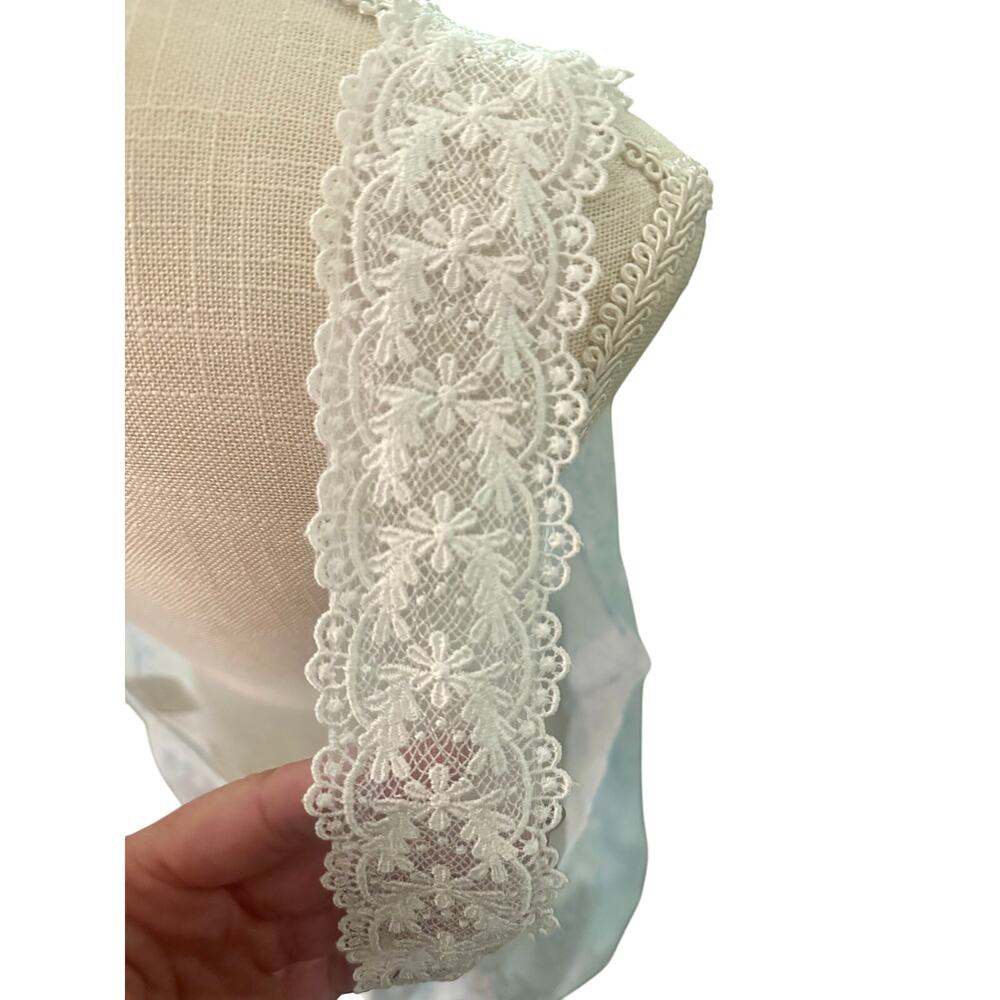 Eileen West White & Blue Floral Lace 100% Cotton Long Ballet Nightgown Size 2X - Picture 4 of 6